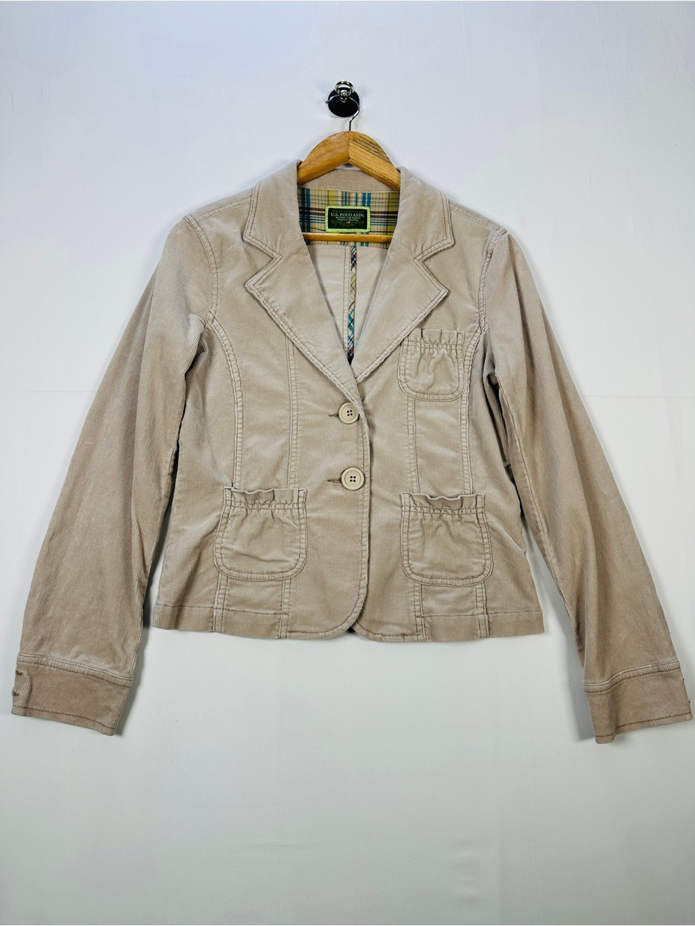 U.S. Polo Assn. Corduroy Blazer Jacket Beige Tan Size M Academia Style